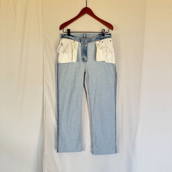 Abercrombie & Fitch Low Rise Baggy Light Blue Straight Leg Single Cuff Jeans - Picture 7 of 16